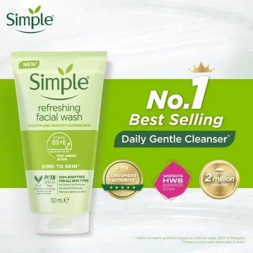 SIMPLE Kind to Skin Refreshing Foaming Wash 150ml Free Shipping World Wide - Bild 4 von 8
