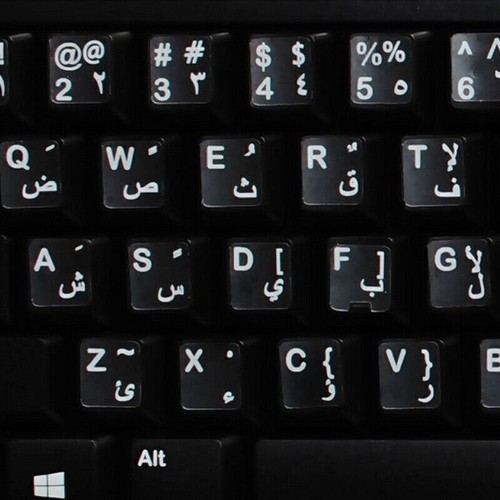 4Pcs White Letter Arabic Lay0ut Transparent Keyboard Sticker Reflection 19^ I✨y - Picture 4 of 12