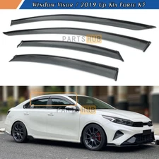 For 2019-2024 Kia Forte K3 KDM Black Trim Smoked Window Visor Rain Guards Vents