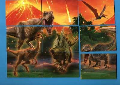 9 CARTES JURASSIC WORLD 2 FALLEN KINGDOM, IMAGE COMPLÈTE - Photo 1/2