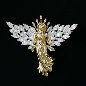 Authentic NOLAN MILLER CRYSTAL RHINESTONE "MY INSPIRATIONAL ANGEL" GOLD-PLATED PIN BROOCH