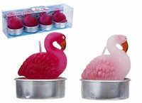 SET OF 4 FLAMINGO TEA LIGHT CANDLES – ASSORTED COLOURS FOR VIBRANT DECOR