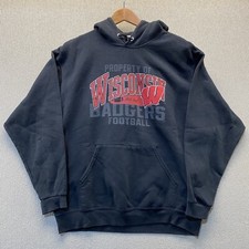 Wisconsin Badgers Hoodie Pullover Mens Large Football UW Madison College Y2K