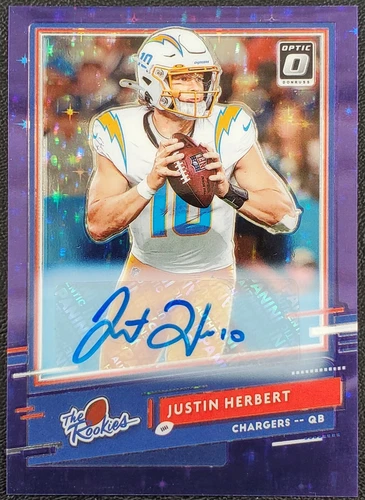 2020 Donruss Optic Justin Herbert #'D /25 The Rookies Purple Stars RC AUTO!