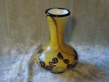Beautiful Yellow with Design Hand Blown Glass Vase Decorative Flowers NEW 