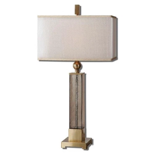 Uttermost Caecilia Metal Fabric and Amber Glass Table Lamp in Ivory - Picture 2 of 4