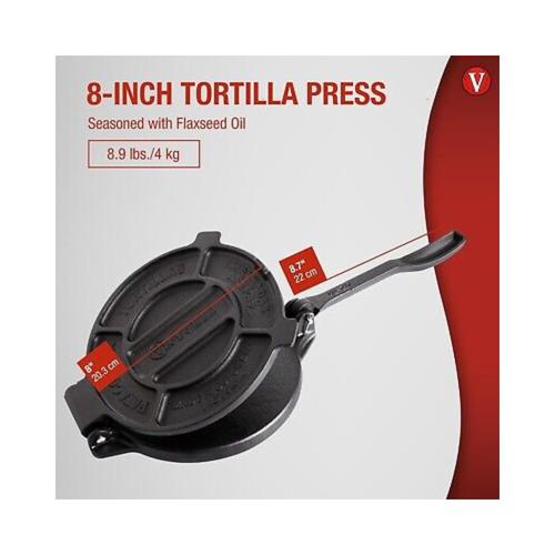 Victoria 8-inch Cast Iron Tortilla Press Pataconera Seasoned with Flaxseed Oil - Picture 5 of 5