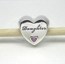 Authentic Pandora #791726PCZ Daughter's Love Sterling Silver Heart Bead 