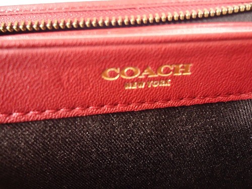 NWT COACH BLEECKER EMBOSSED TEXTURED LEATHER ACCORDION ZIP DARK RED F74592 - Picture 6 of 7