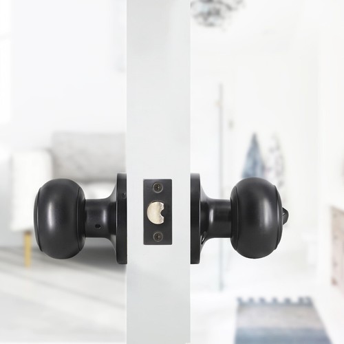 KNOBWELL New Black Round Door Knob Lock Handle Passage Privacy Dummy Indoor Use - Picture 5 of 26