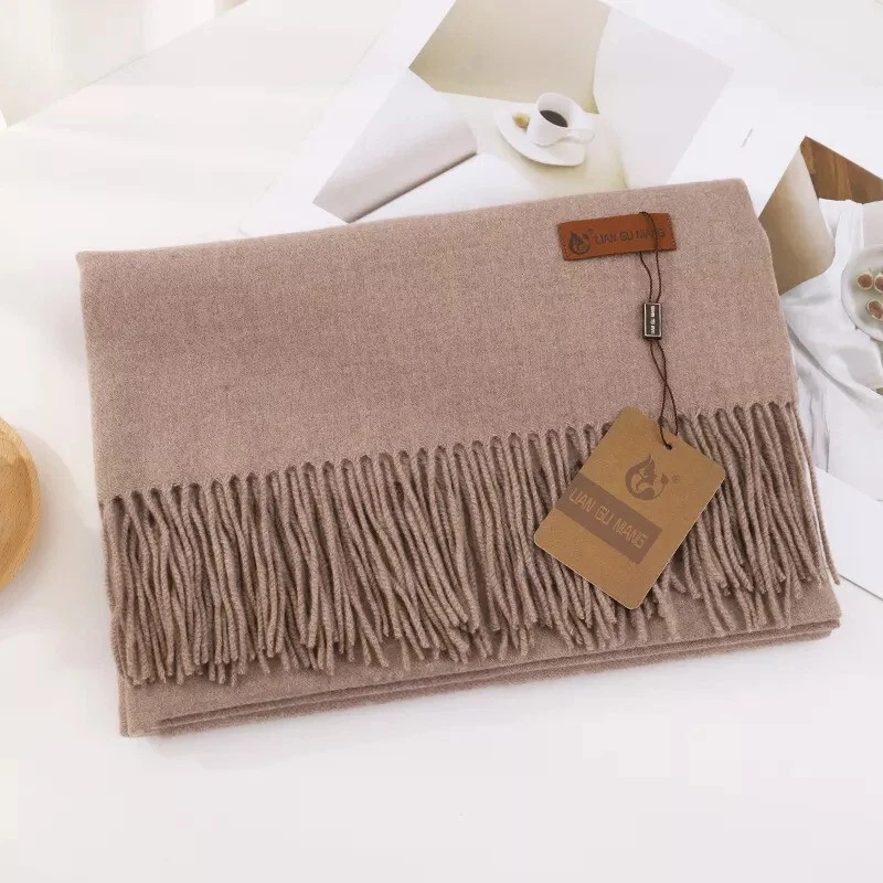 Bufanda de Cachemira Lujosa Extra Grande Mujer Hombre Chal Pashmina Marrón Beige Foto 3 de 3