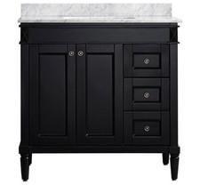 Traditional Vanity Unit 900MM Black White Basin Marble Sink Floor Standing