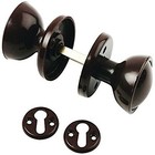 60mm BROWN PLASTIC RIM MORTICE DOOR KNOB SET Garden Shed Gate Garage Lock Handle