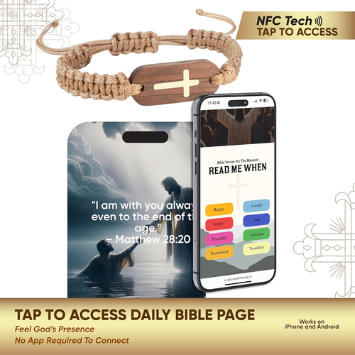Bible Verse Bracelets Scan Phone, Daily Bible Verse Bracelet with NFC, Jesus, - Picture 2 of 12