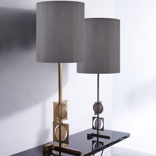 GOSO Tall Drum Lamp Shades Set of 2 Gray Small Faux Silk Lamp Shade for Table... - Picture 9 of 9