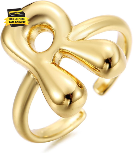 18K Gold Plated Initial Adjustable Ring for Women ⭐️⭐️⭐️⭐️⭐️