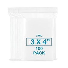 3''X4''(100 Pk)2Mil Thick Clear Reclosable Small Zip Plastic Poly Bags For Photo