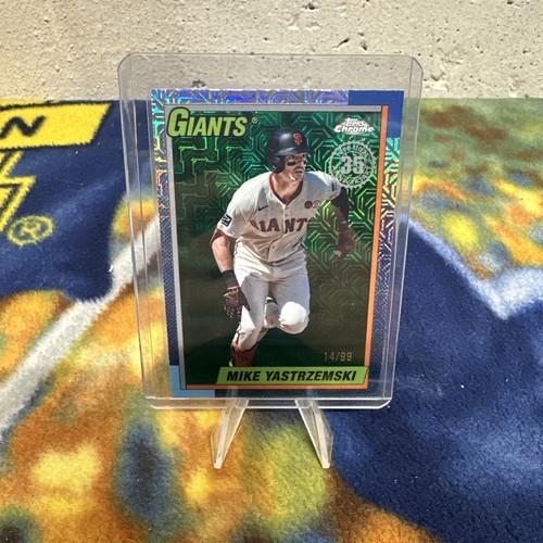 2025 topps Chrome Mike Yastrzemski SF Giants Silver Pack Green Mojo RC #14/99 - 第 1/2 張圖片