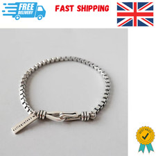 Solid 925 Sterling Silver Unisex Geometric Charm Elegant Bangle Cuff Bracelet UK