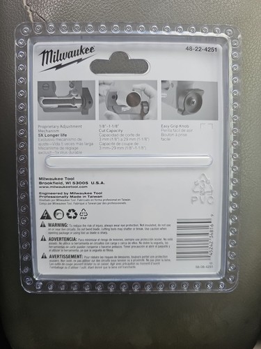 Milwaukee 48-22-4251 1" Mini Copper Tubing Cutter w/ 1/8" - 1-1/8" Cut Capacity - Picture 11 of 11