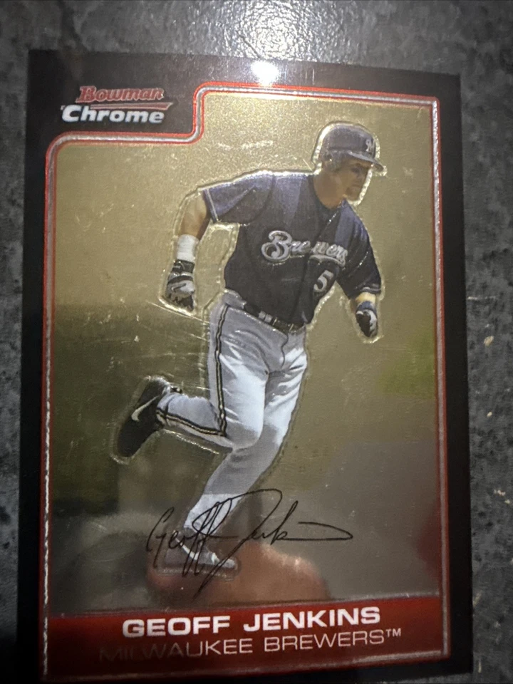 2006 Bowman Chrome - Geoff Jenkins #184 Auto Refractor Milwaukee Brewers - Image 3 of 4