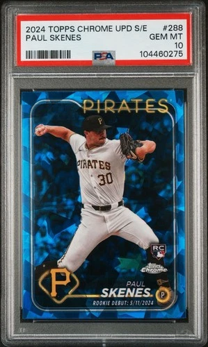 Paul Skenes 2024 Topps Chrome Update Series Sapphire Rookie Debut PSA 10