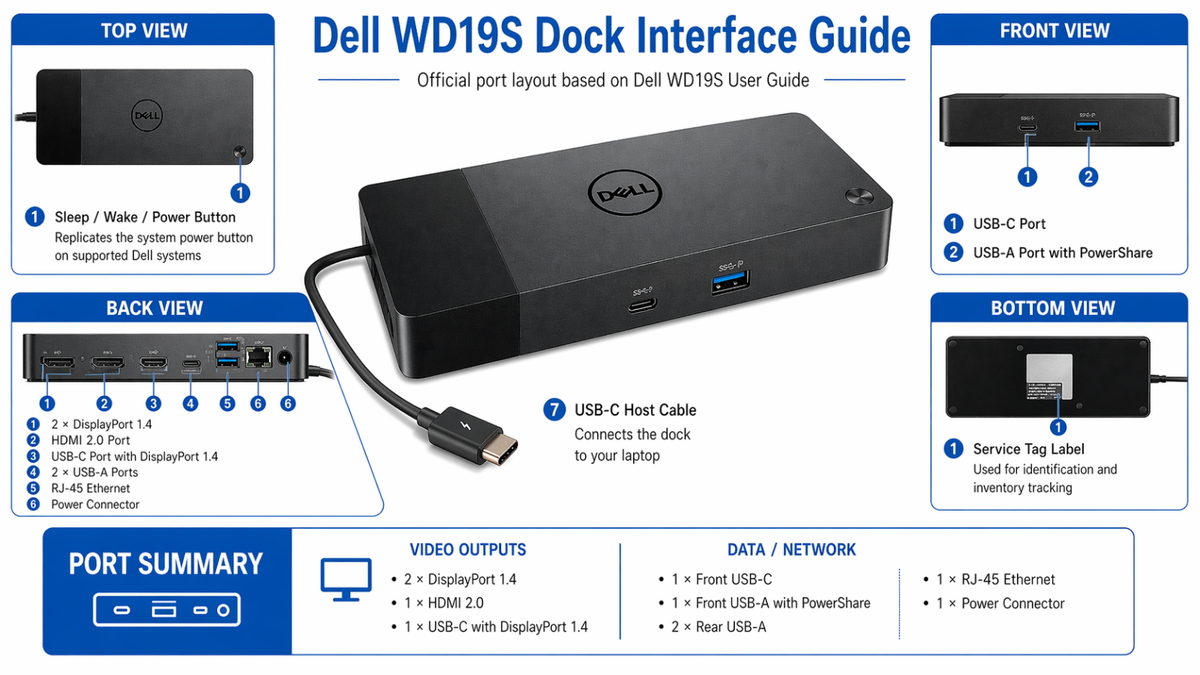 Dell WD19 WD19S WD19TB WD19TBS WD19DC Docking Station USB-C