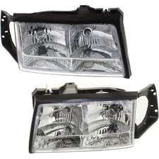 Driver and Passenger Headlight For Cadillac DeVille 1997-1999 Halogen with Bulbs