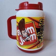 Vintage 2002 Snap Into A Slim Jim 64oz Travel Mug Whirley USA Slim Jim Guy