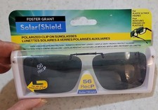 New Foster Grant Solar Shield Polarized Clip-on Black Sunglasses 56 Rec P
