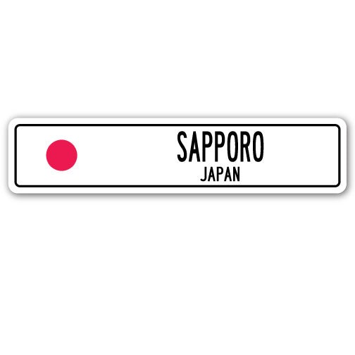 Letrero de calle SAPPORO JAPÓN bandera japonesa ciudad país carretera pared regalo