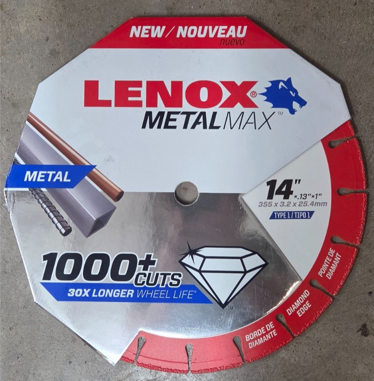Lenox 1972929 METALMAX Diamond Edge Cutoff Wheel 14" x 1"