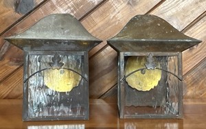 Vintage Hinckley Lighting Exterior Wall Light /Sconce Set (2) Copper Electric