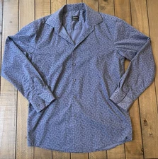 Buffalo David Bitton Dress Shirt Blue Paisley Size Medium Slim Stretch