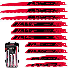10-Piece Reciprocating Saw Blades Set, 6 to 9 Inch Metal/Woodcutting Saw Blades,