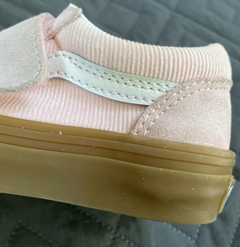VANS Kids Old Skool V Corduroy Pop Pink Gum Sole Skate Shoe Youth Size 12 - Picture 9 of 10