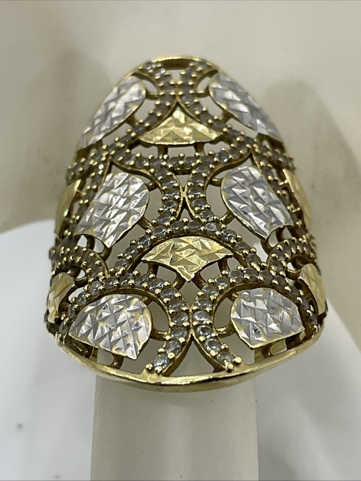 VINTAGE HANDMADE UNIQUE DESIGN Solid 14K Two Tone… - image 6