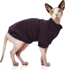 Sphynx Cat Sweater Hairless Clothes Shirt Soft Small, Dark purple