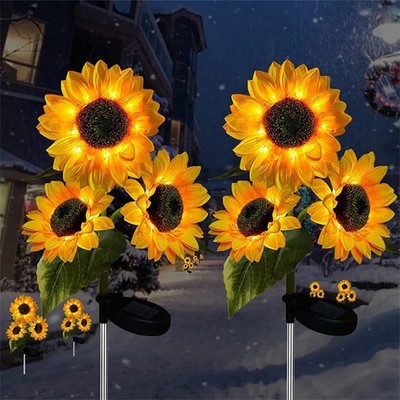 3 Heads 1 Head Solar Simulation Sunflower LED Garden Yard Lawn Night  Lights
