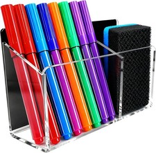 Magnetic Dry Erase Marker Holder - Non-Slip Acrylic Pen Organizer with Powerful