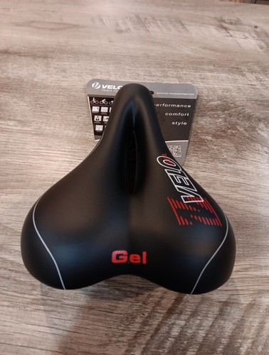 VELO Plush Gel Saddle D2 Bicycle Seat Black 255 x 177mm 477g New - Picture 4 of 9