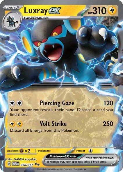 Luxray ex - 068/167 - Pokemon Twilight Masquerade Double Ultra Rare NM