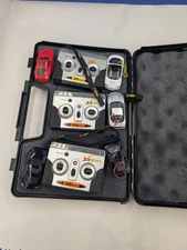 Radio Shack ZipZaps Micro Rc Cars Lot With Case 3 Controllers 3 Cars For Parts