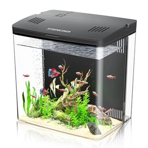 Desktop Fish Tank, 1.2 Gallon Self-Cleaning Smart Aquarium with Filter & 5-Color