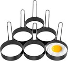 6 Pack Egg Ring, Stainless Steel Round Cooking Rings Non-Stick Black 