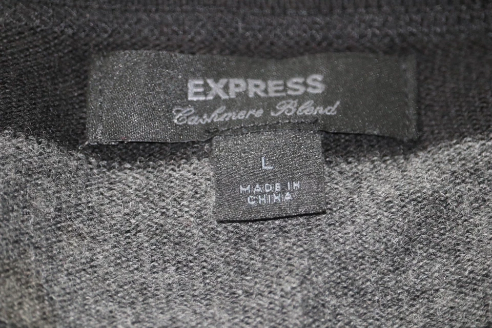 Cardigã Express Masculino L Preto Cinza Listras Cashmere Mescla Suéter Leve 44" - Imagem 4 de 4