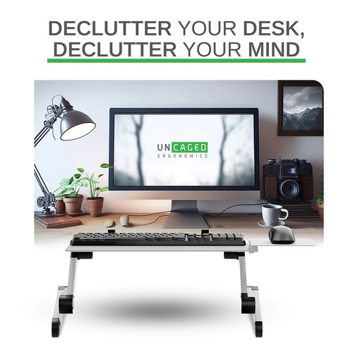 Uncaged Ergonomics WorkEZ Adjustable Keyboard Tray Silver WEKTS - Picture 6 of 9