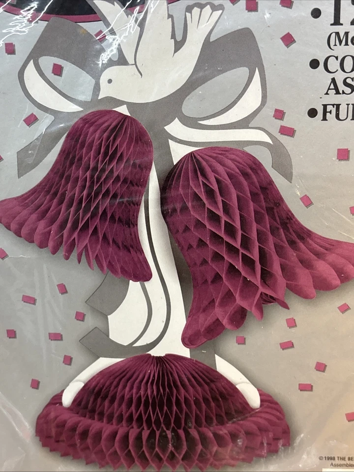 Lote De Colección 1998 Beistle Panal Púrpura Campanas 9" Nuevo De Lote Antiguo Boda Ducha LOTE Novia Foto 3 de 4