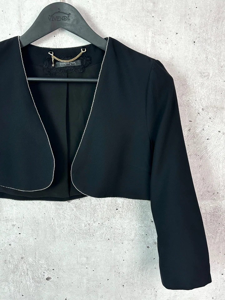 NUEVA Chaqueta Blazer Patrizia Pepe Negra Viscosa Recortada Manga Larga Talla 42 Foto 3 de 4