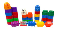 Vintage 1996 Fisher Price Stack N Build Building Blocks Snap Lock Beads Lot